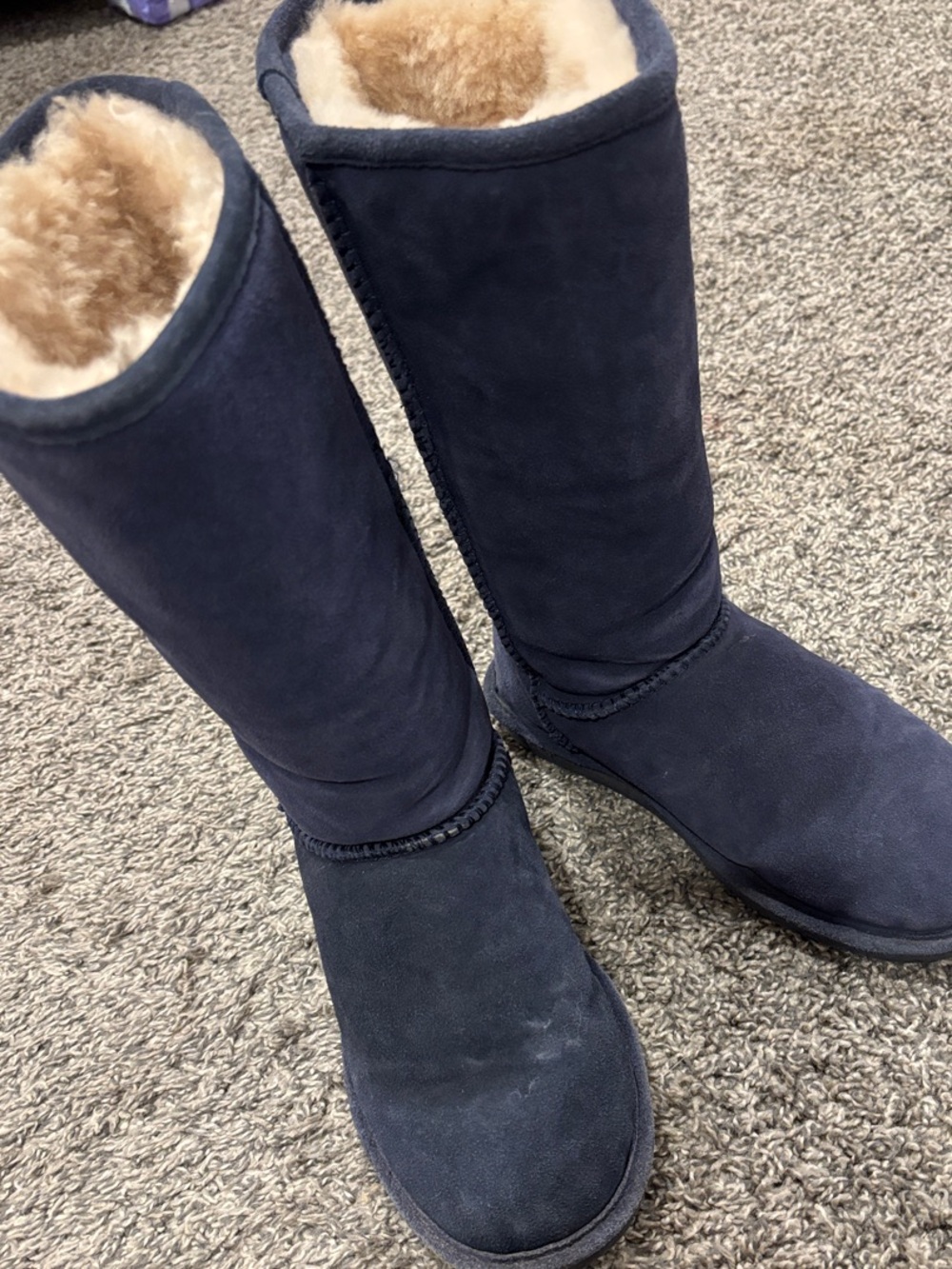 BearPaw Tall Shearling-Lined Boots in Navy
